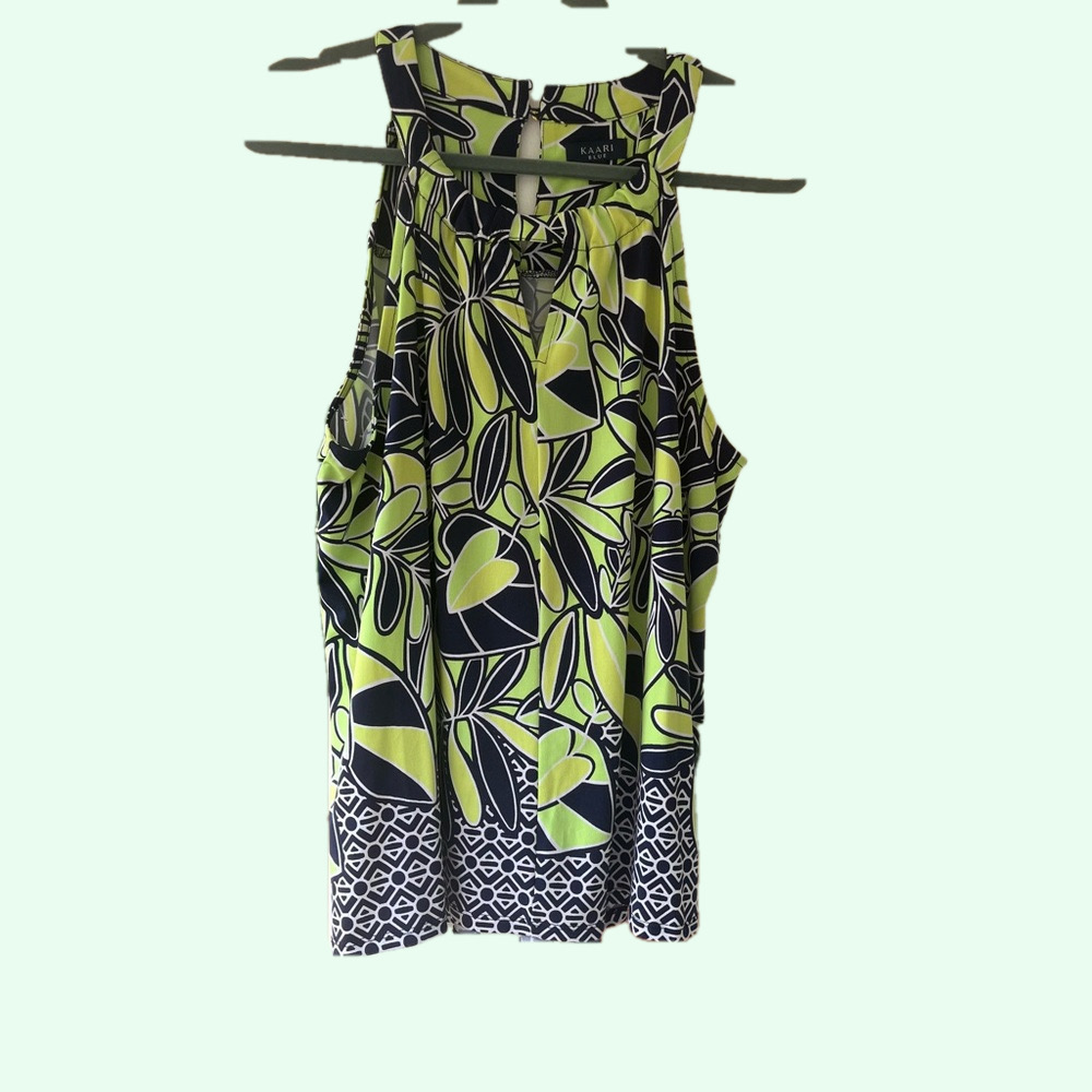 Kaari Blue Summer Beach Women’s  Sleeveless  colorful Floral Top. XL